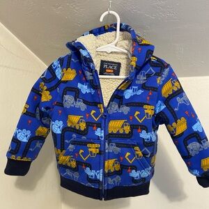 The Children's Place Blue Jacket with Vehicle Print